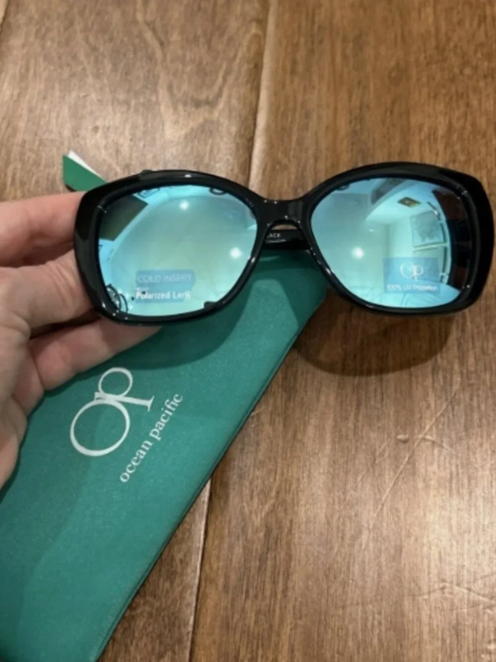 OCEAN PACIFIC SUNGLASSES WATERFRONT BLACK Cold Insert Polarized - Unisex NWT